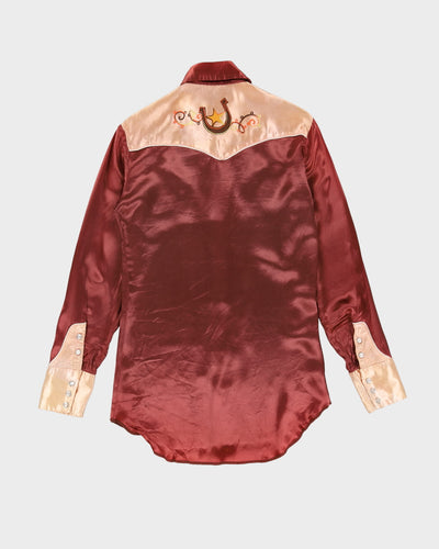 Vintage 80s MWG Dark Brown Embroidered Western Shirt - S