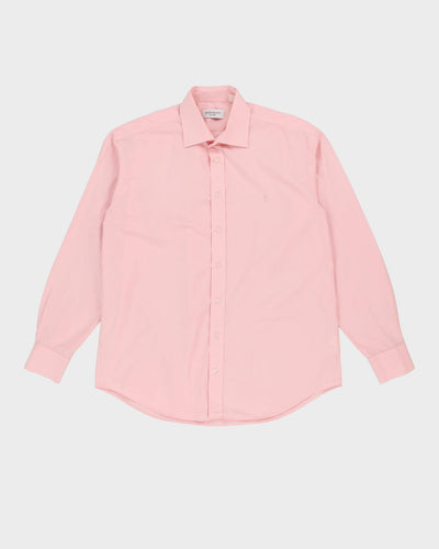 Vintage 90s Yves Saint Laurent YSL Plain Pink Long-Sleeve Shirt - M