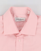 Vintage 90s Yves Saint Laurent YSL Plain Pink Long-Sleeve Shirt - M
