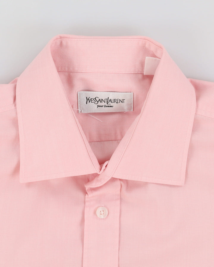 Vintage 90s Yves Saint Laurent YSL Plain Pink Long-Sleeve Shirt M