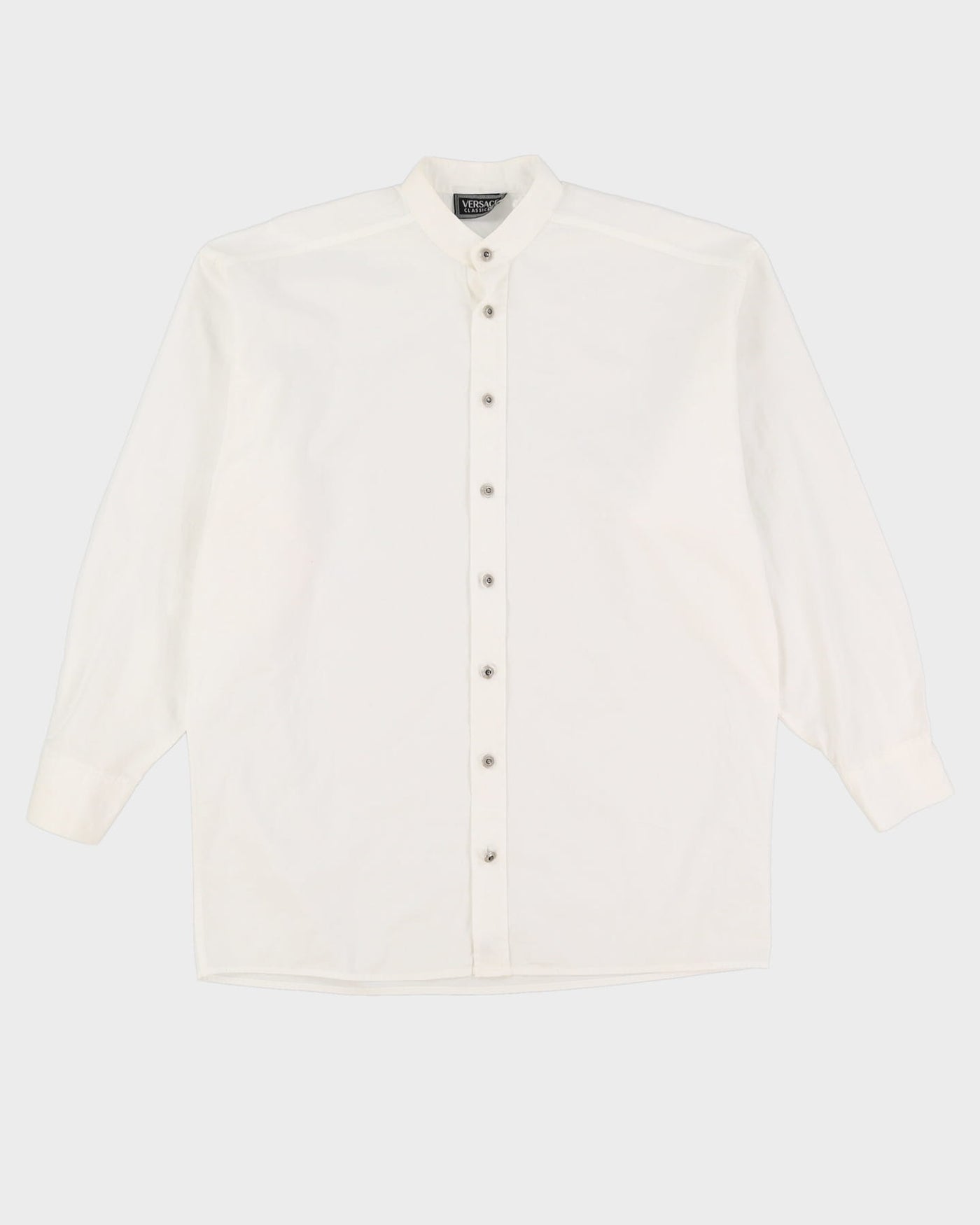 Vintage 90s Versace V2 White Long-Sleeve Oversized Formal Shirt - M
