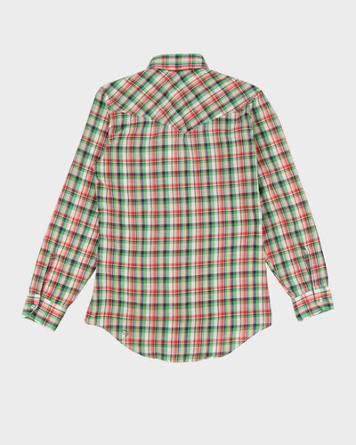 Vintage 90s Wrangler Green Check Long-Sleeve Western Shirt - M