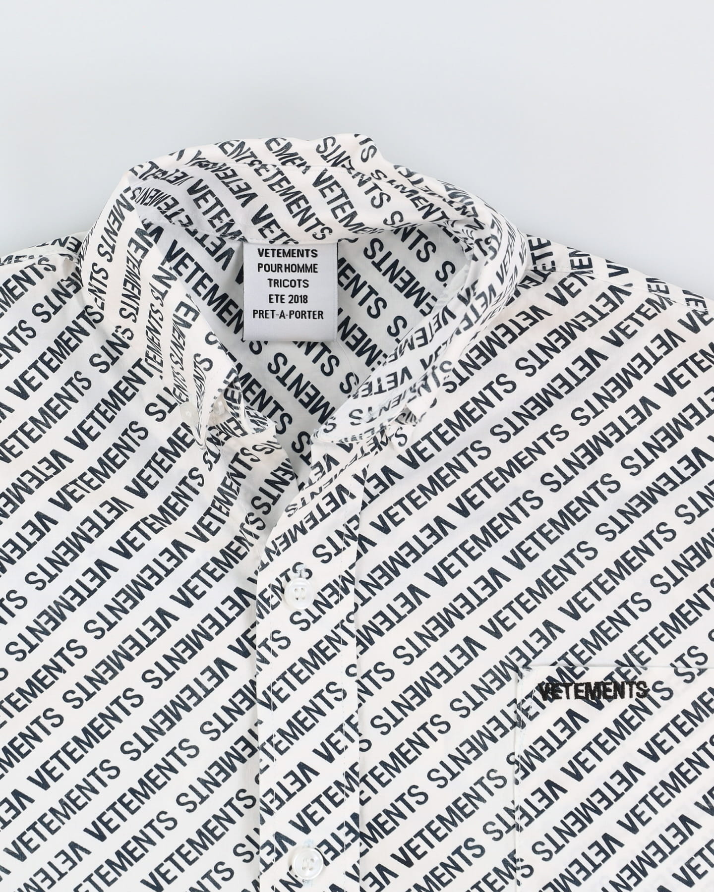 Vetements White All Over Print Long-Sleeve Oversized Shirt - S (XL)