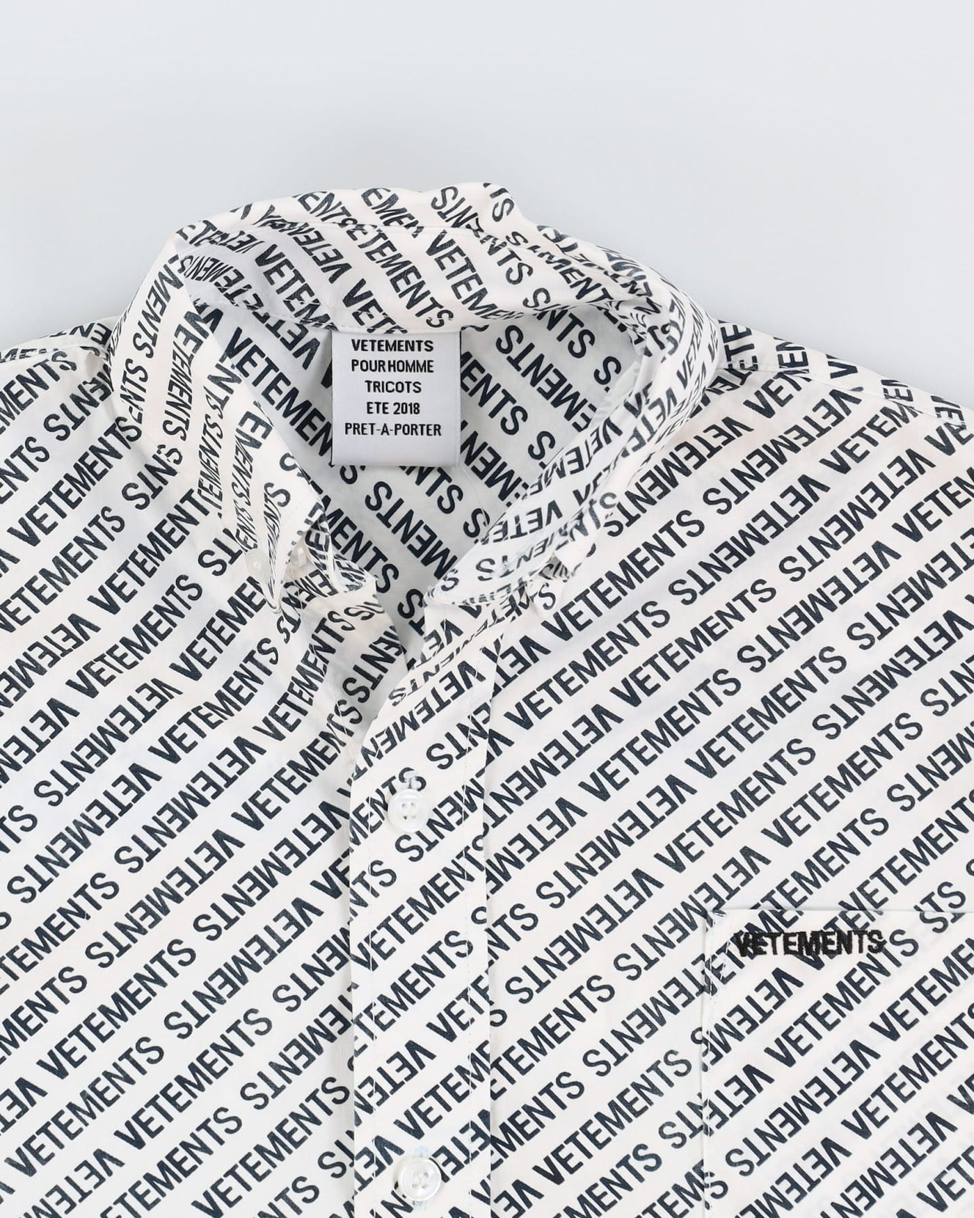 Vetements White All Over Print Long-Sleeve Oversized Shirt - S (XL)