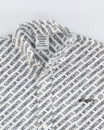 Vetements White All Over Print Long-Sleeve Oversized Shirt - S (XL)