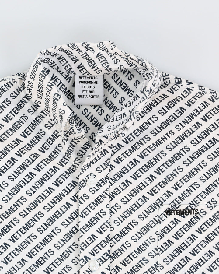 Vetements White All Over Print Long-Sleeve Oversized Shirt - S (XL)