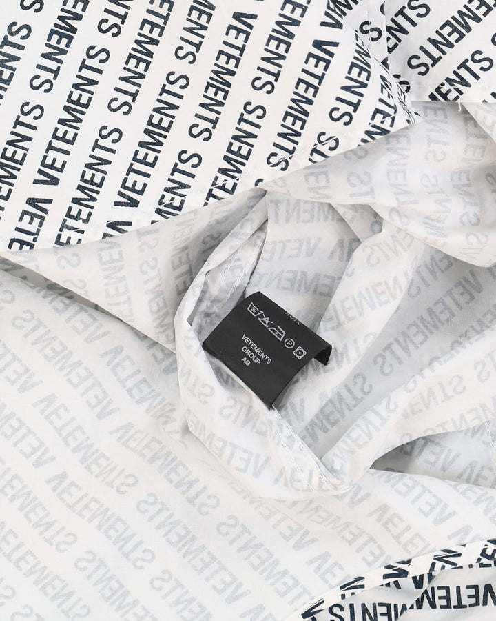 Vetements White All Over Print Long-Sleeve Oversized Shirt - S (XL)
