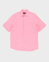 Harry Rosen Pink Short-Sleeve Oversized Linen Shirt - L