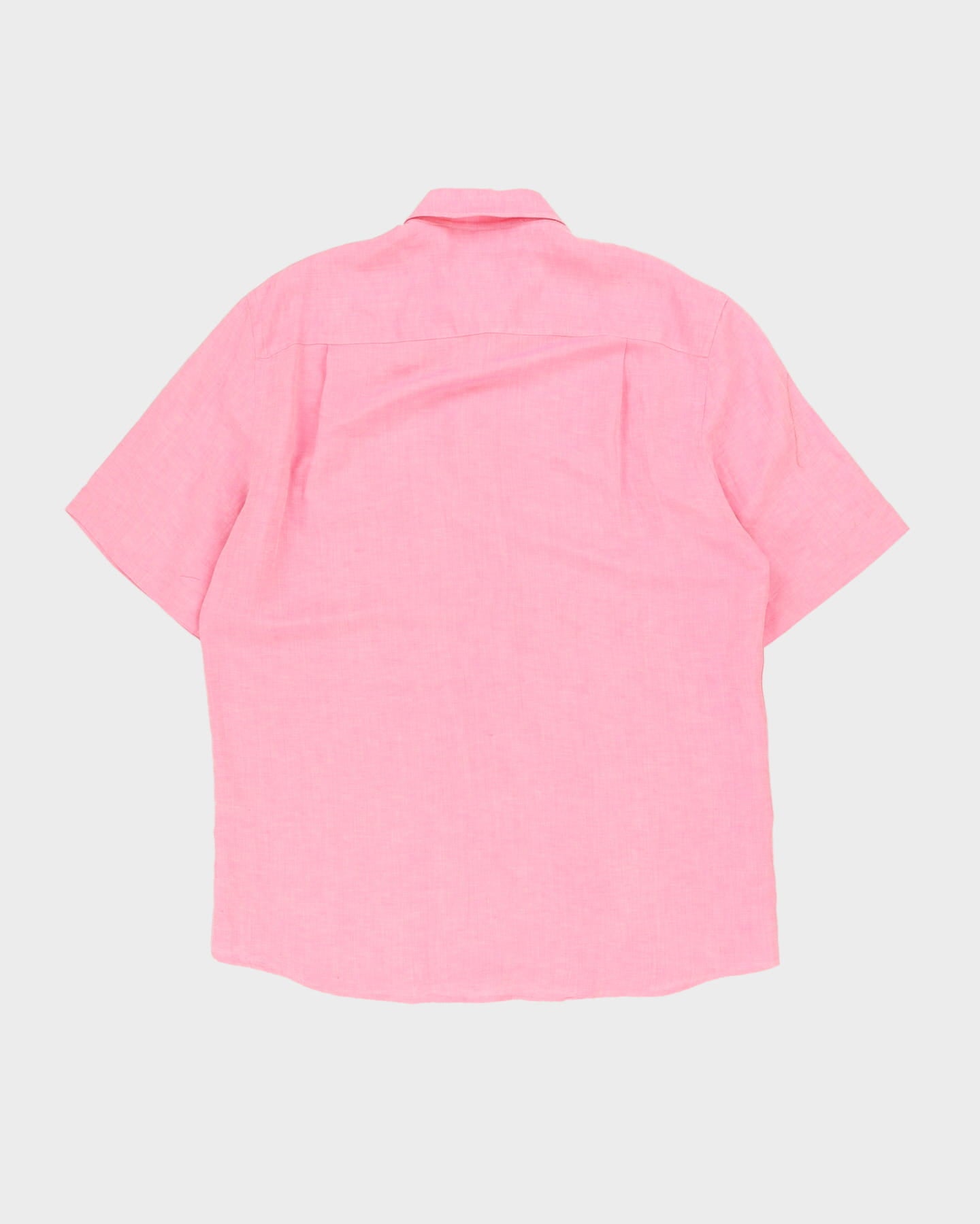 Harry Rosen Pink Short-Sleeve Oversized Linen Shirt - L