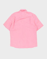 Harry Rosen Pink Short-Sleeve Oversized Linen Shirt - L