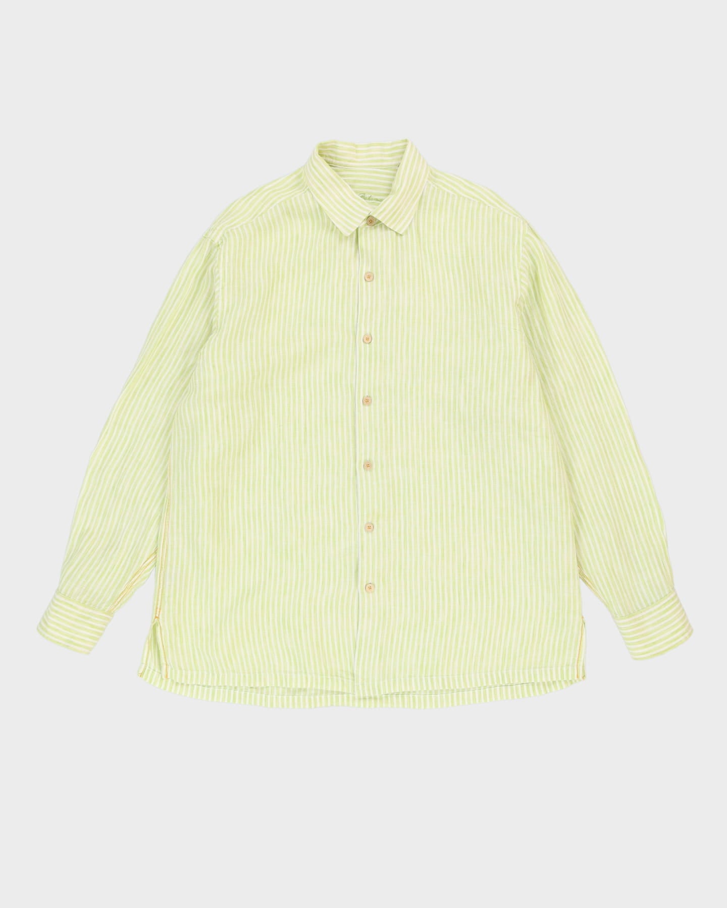 Tommy Bahama Green Striped Long-Sleeve Linen Shirt - XL