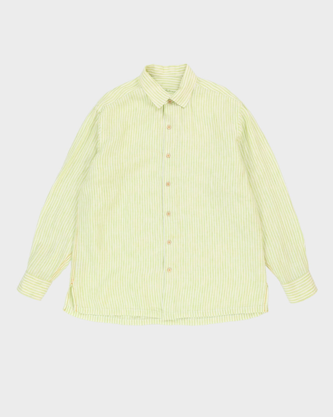 Tommy Bahama Green Striped Long-Sleeve Linen Shirt - XL