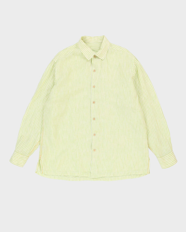 Tommy Bahama Green Striped Long-Sleeve Linen Shirt - XL