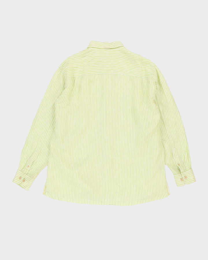 Tommy Bahama Green Striped Long-Sleeve Linen Shirt - XL