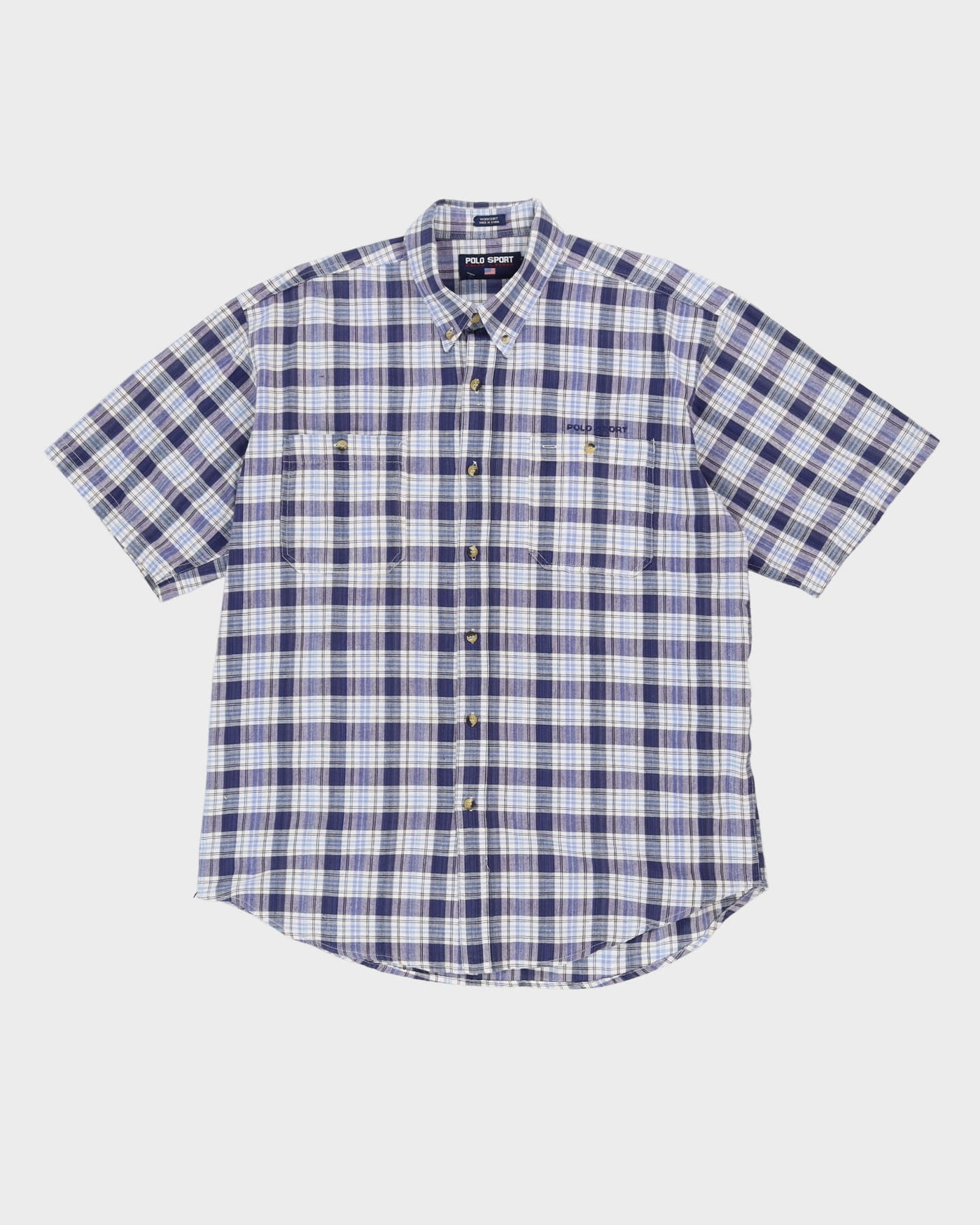 Ralph Lauren Polo Sport Blue Short-Sleeve Check Shirt - XL