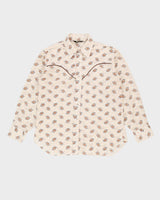 Vintage 70s Stockman Long-Sleeve White Patterned Western Shirt - XL