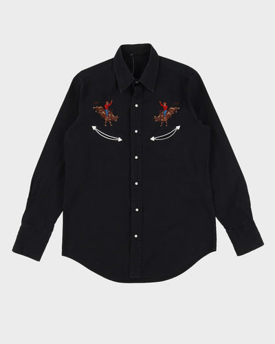 Vintage 90s Embordered Cowboys Black Western Shirt - M / L
