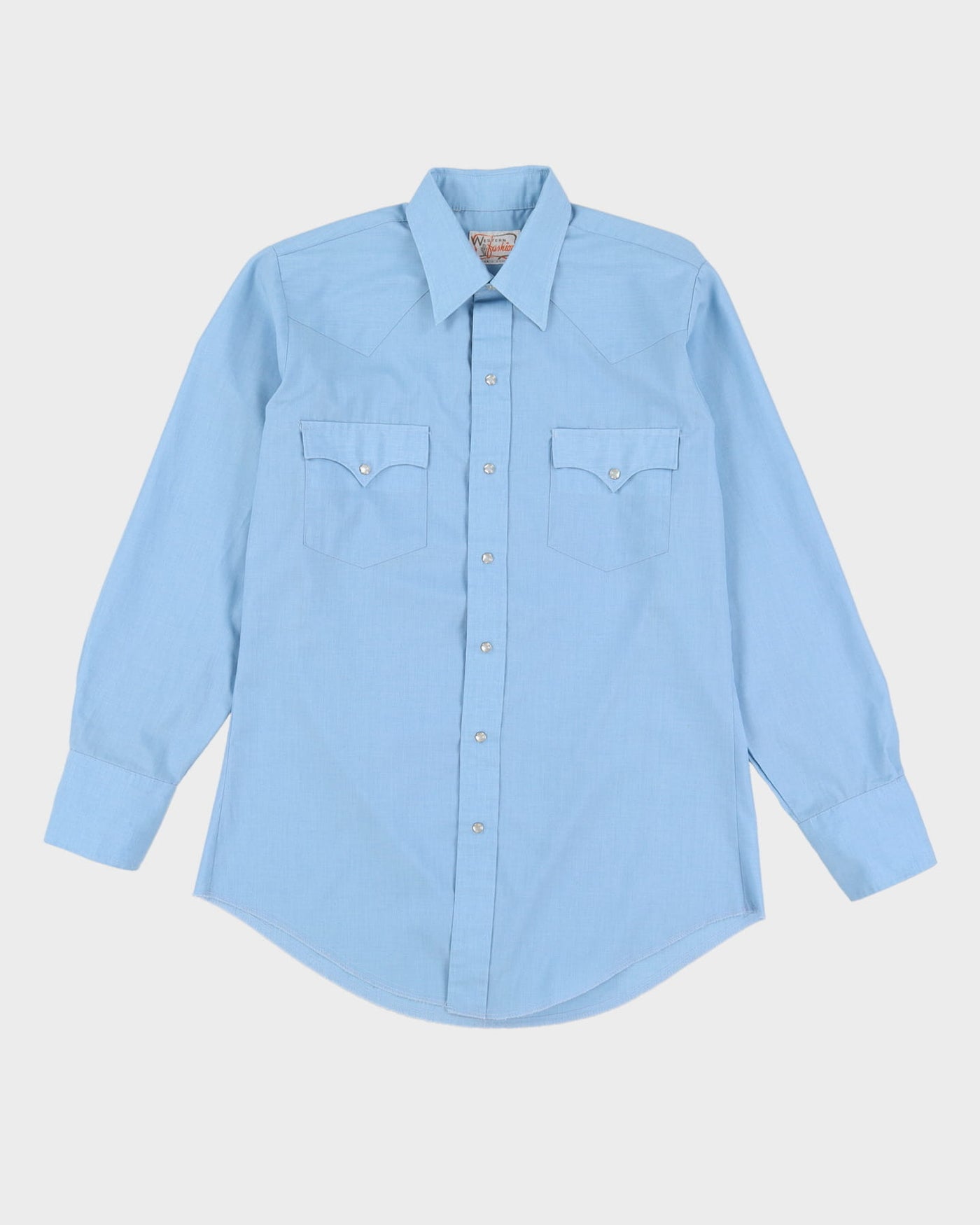 Vintage 70s Blue Long-Sleeve Western Shirt - M