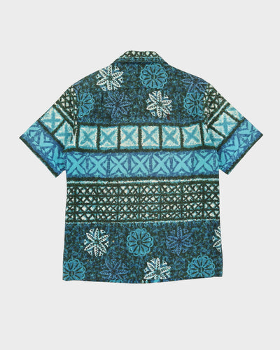 Vintage 60s Blue Short-Sleeve Hawaiian Shirt - M