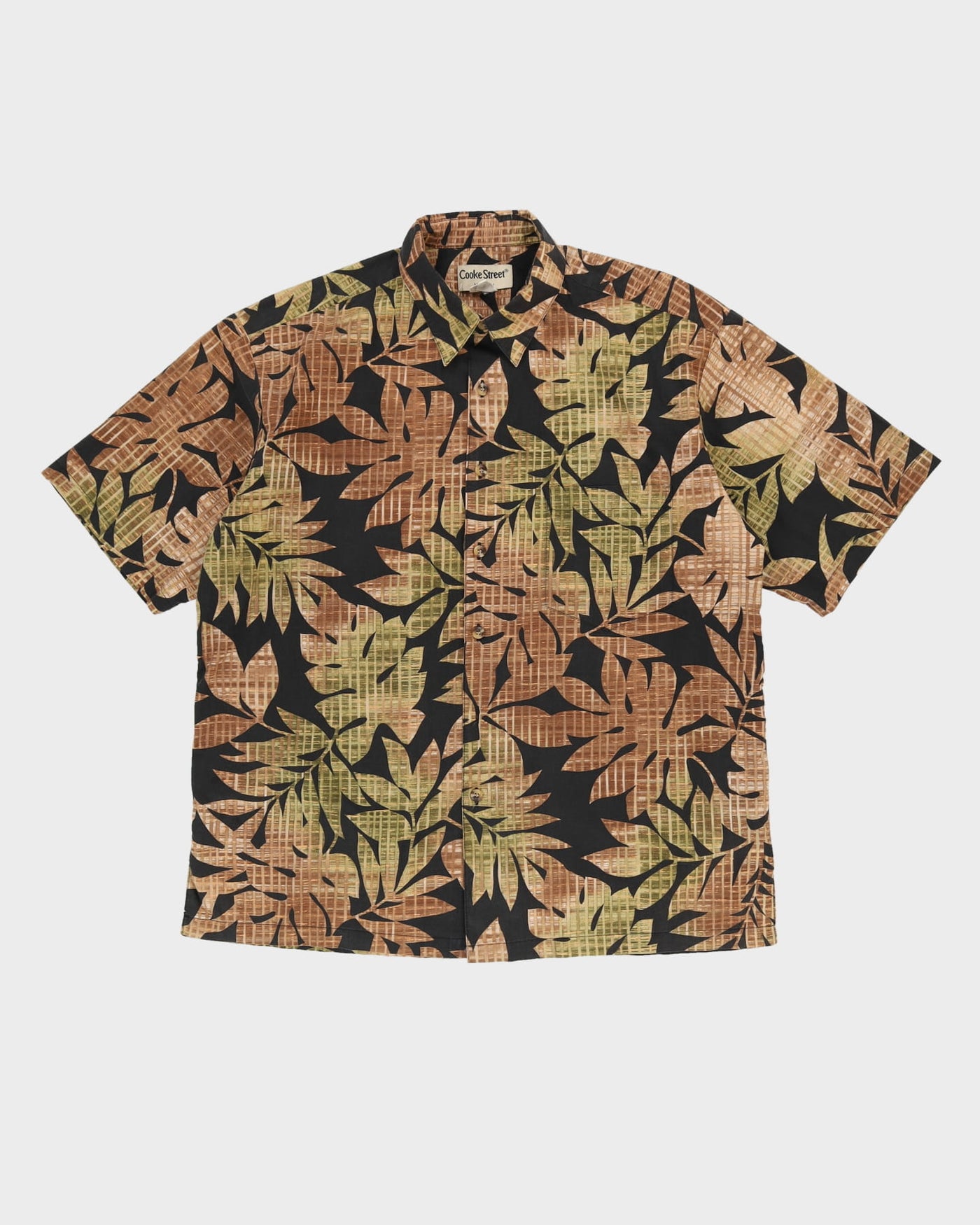 Vintage 90s Cooke Street Brown Short-Sleeve Hawaiian Shirt - M