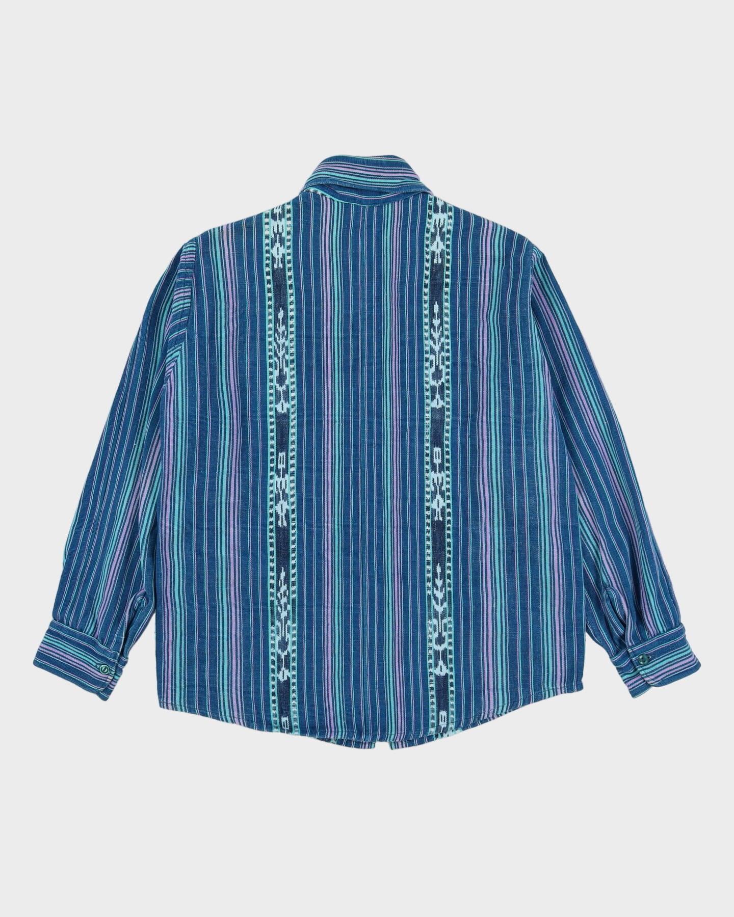 90s Stripe Patterned Heavyweight Western Shirt - M