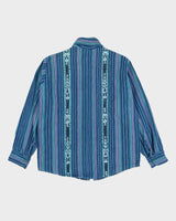 90s Stripe Patterned Heavyweight Western Shirt - M