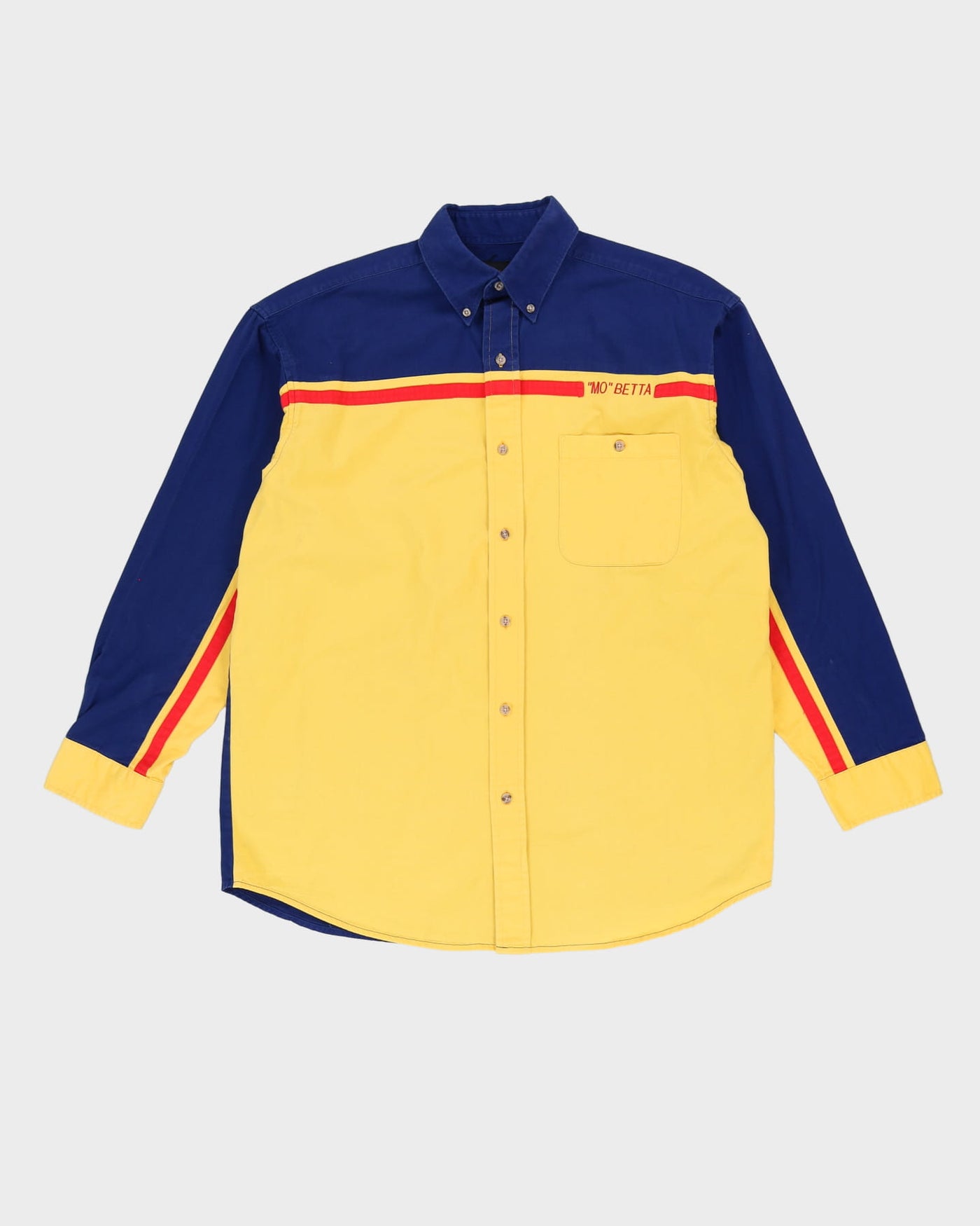 Vintage 90s "MO" BETTA Yellow / Blue Shirt - M/L
