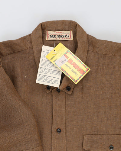Vintage 80s Deadstock With Tags Mc Davis Brown Work Shirt - XL