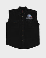 Sturgis Motorcycles Rally Celebrating 69+1 Oversized Sleeveless Denim Shirt - L