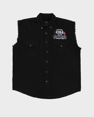 Sturgis Motorcycles Rally Celebrating 69+1 Oversized Sleeveless Denim Shirt - L