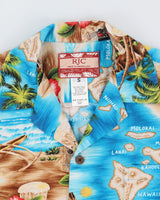Vintage 80s RJC Hawaii Blue Tropical Patterned Hawaiian Shirt - S