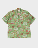 Vintage 80s Ho Aloha Green Turtle Patterned Hawaiian Shirt - L