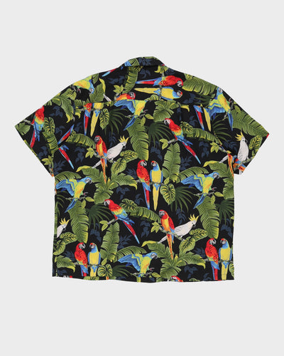Vintage 90s Paradise Found Parrot Patterned Hawaiian Shirt - XL