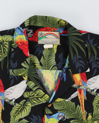 Vintage 90s Paradise Found Parrot Patterned Hawaiian Shirt - XL