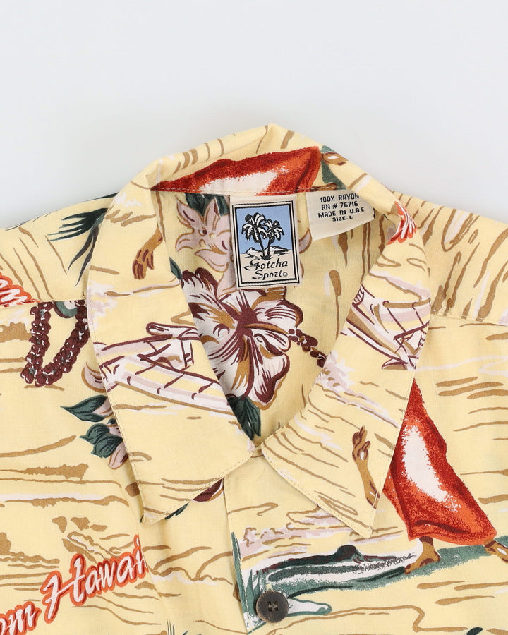 Vintage 90s Gotcha Aloha Hawaii Patterned Oversized Hawaiian Shirt - L