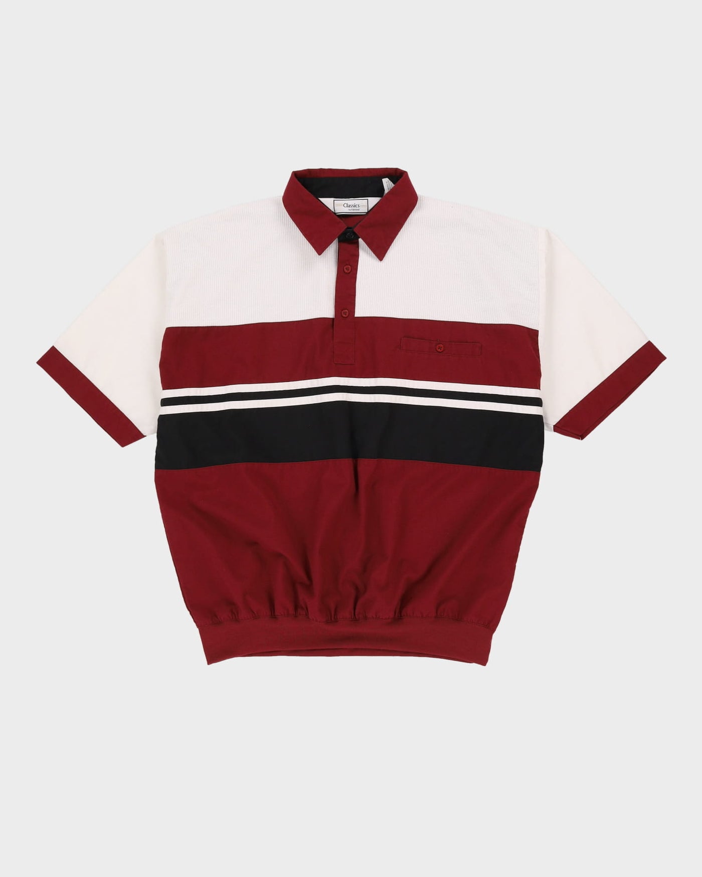 Vintage 90s Classic Casual White / Burgundy Cuffed Shirt - XL