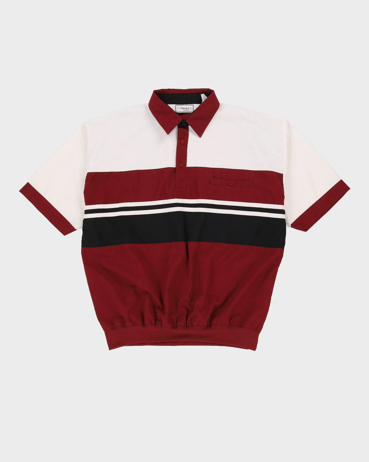 Vintage 90s Classic Casual White / Burgundy Cuffed Shirt - XL