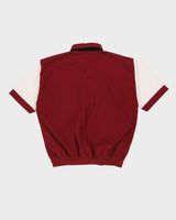 Vintage 90s Classic Casual White / Burgundy Cuffed Shirt - XL
