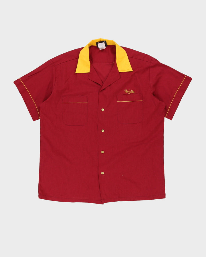 Vintage 80s Wylie Burgundy Bowling Shirt - XL