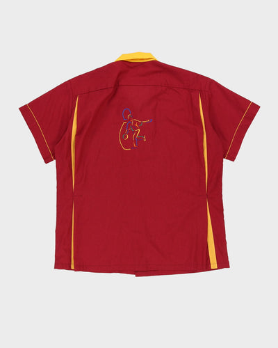 Vintage 80s Wylie Burgundy Bowling Shirt - XL