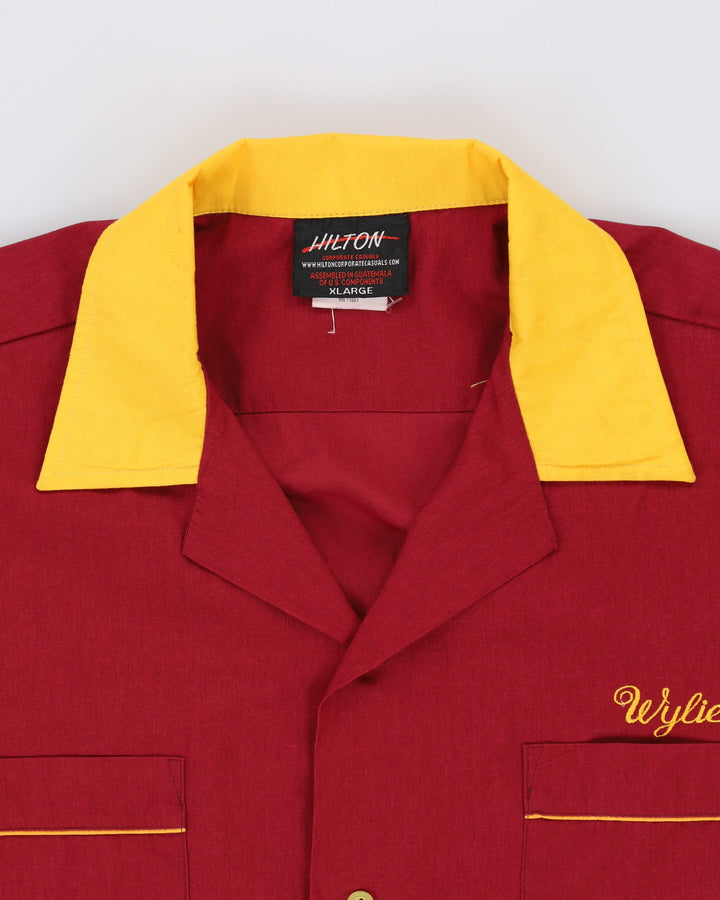 Vintage 80s Wylie Burgundy Bowling Shirt - XL