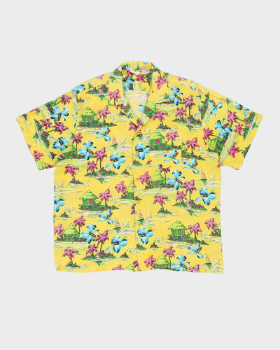 Vintage 80s RJC Yellow  Tropical Patterned Hawaiian Shirt - XL