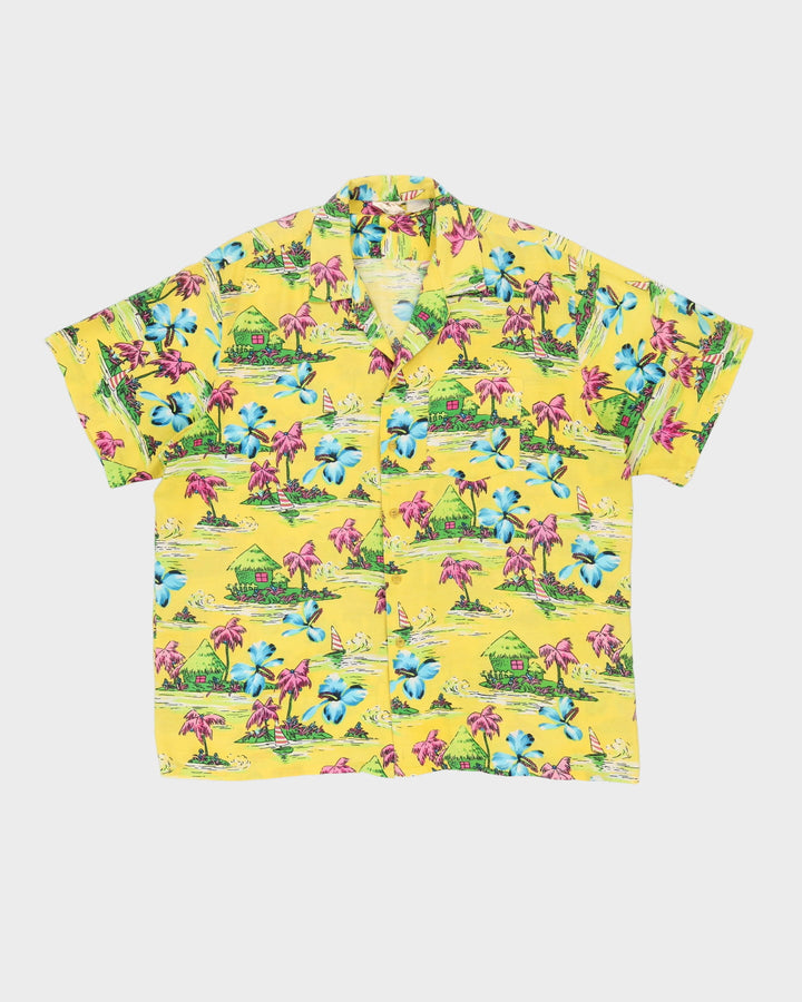 Vintage 80s RJC Yellow  Tropical Patterned Hawaiian Shirt - XL