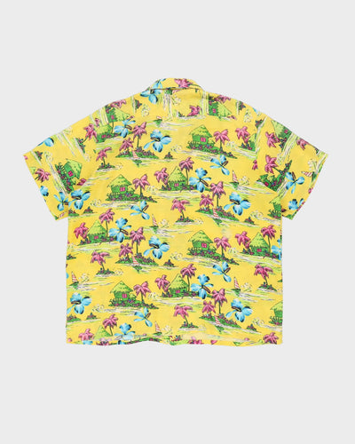 Vintage 80s RJC Yellow  Tropical Patterned Hawaiian Shirt - XL