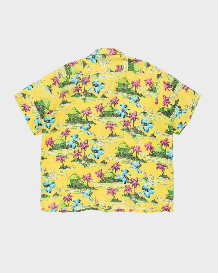 Vintage 80s RJC Yellow  Tropical Patterned Hawaiian Shirt - XL