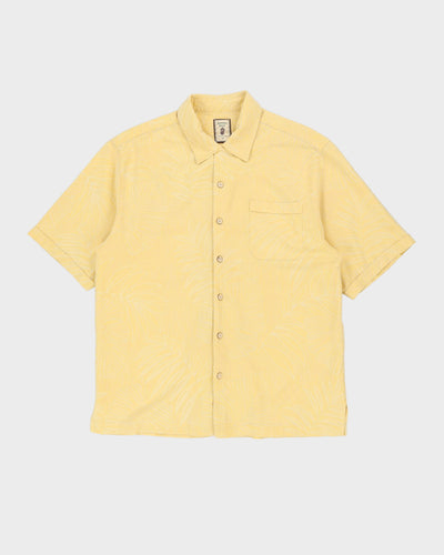 Vintage 90s Yellow Oversized Silk Hawaiian Shirt - M