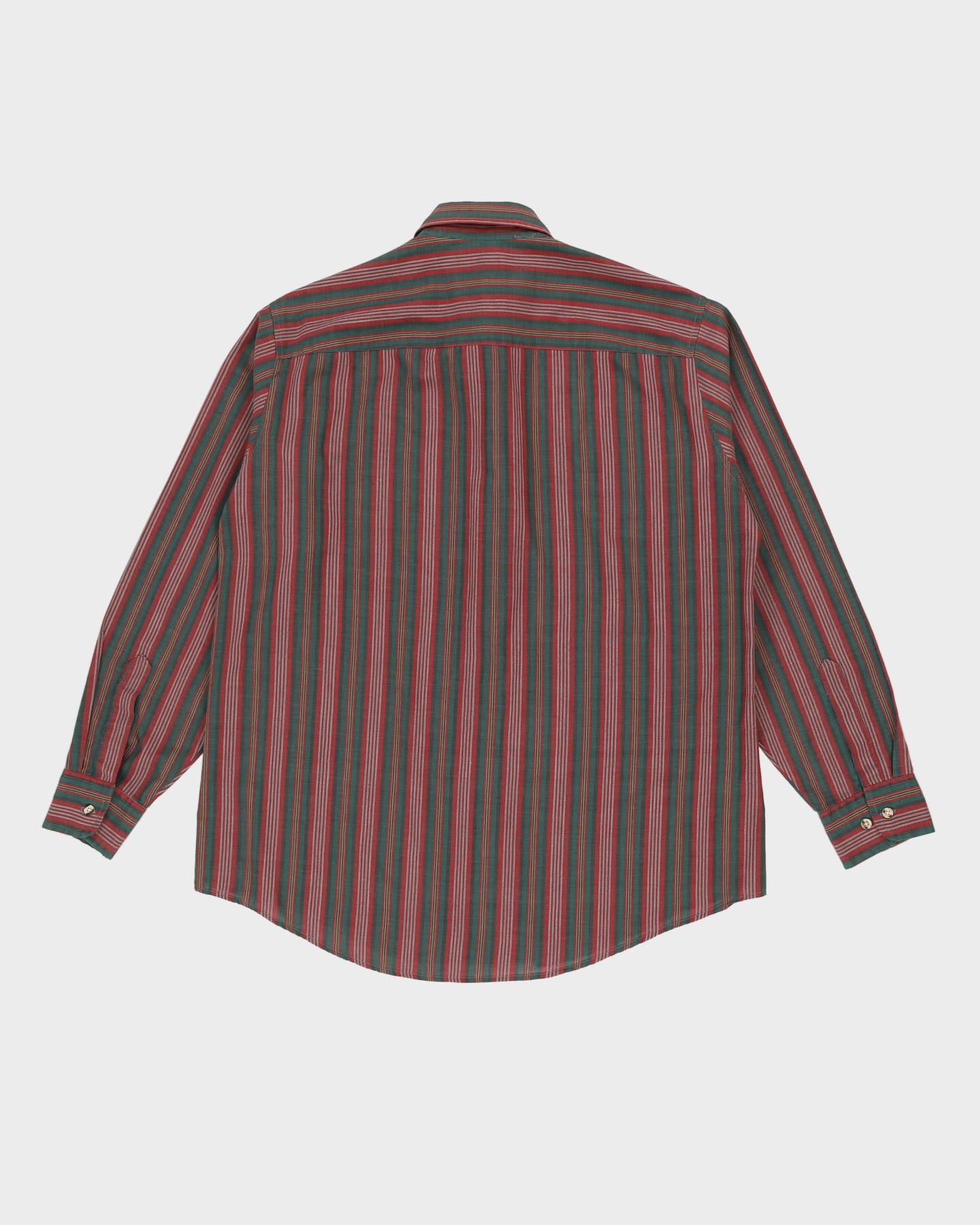 Vintage 90s Red / Green Striped Long-Sleeve Shirt - L
