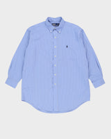 Vintage 90s Ralph Lauren Blue / White Striped Long-Sleeve Shirt - XL