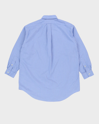 Vintage 90s Ralph Lauren Blue / White Striped Long-Sleeve Shirt - XL