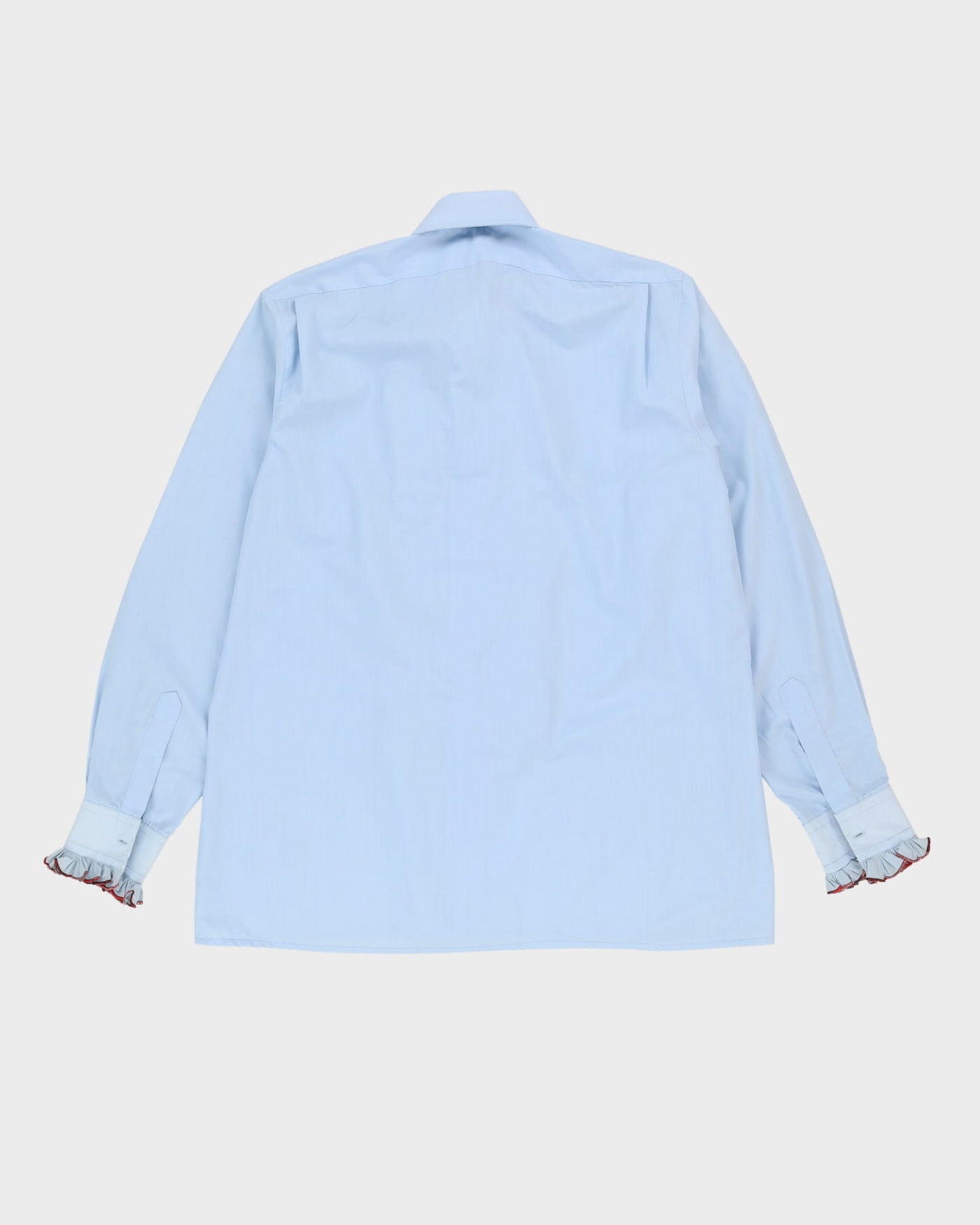 Vintage 70s Baby Blue Long-Sleeve Ruffle Shirt - XL